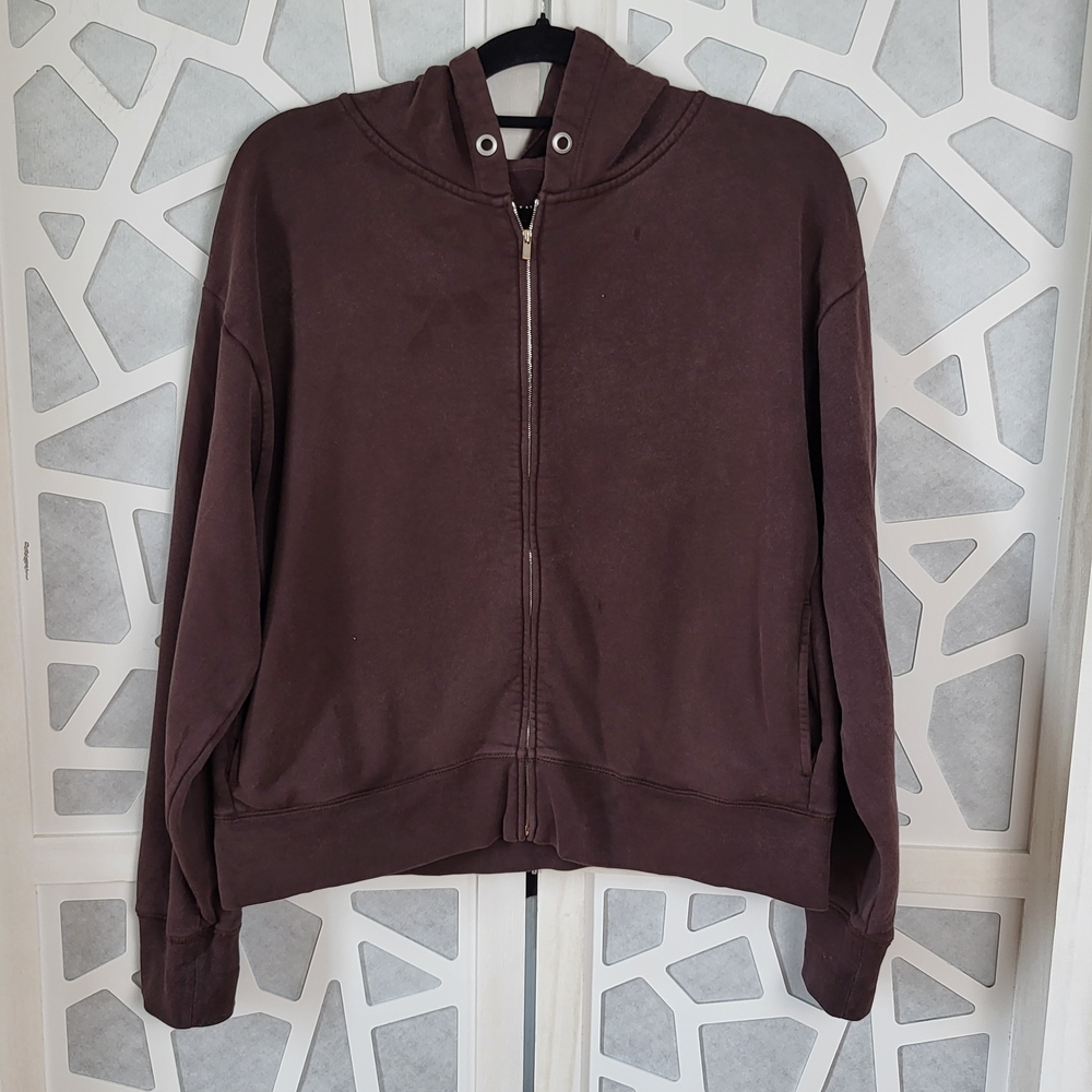 MM Lafleur Brown Zip-Front Bomber Hoodie